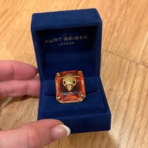 Kurt Geiger Gold and Orange Animal Motif Ring